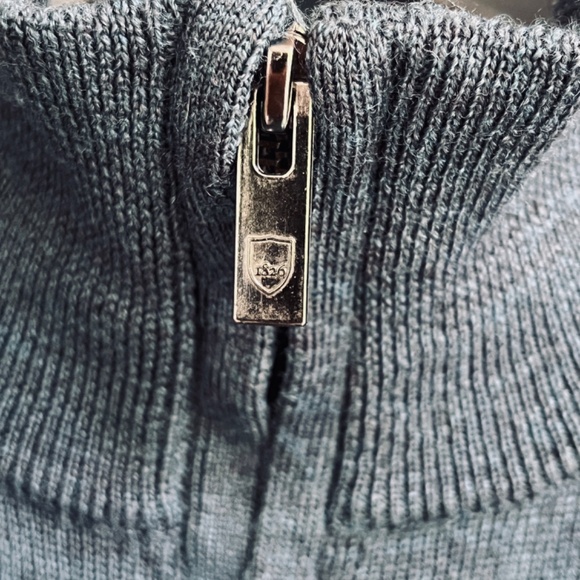 Black Brown 1826 100% Extra Fine Merino Wool 1/4 Zip Navy Sweater Pullover XXL - Picture 6 of 14